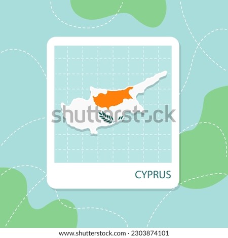 Stickers of Cyprus map with flag pattern in frame.