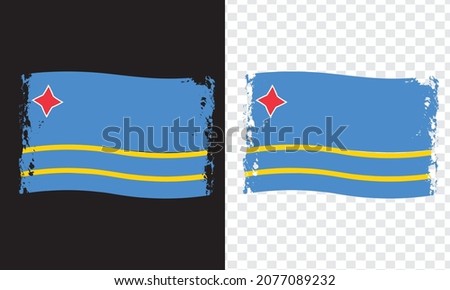 Aruba Country Country Transparent Wavy Flag Grunge Brush