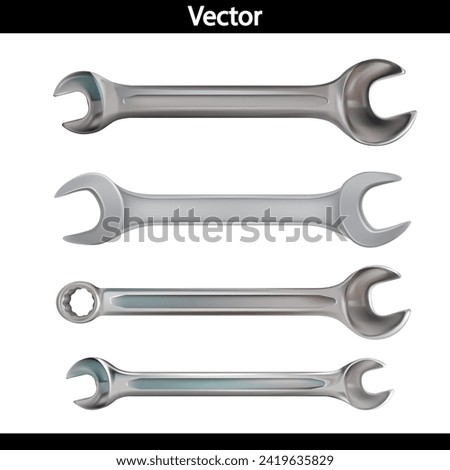 Wrench illustration of realistic 3d metallic mechanic tool