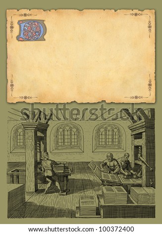 Old paper and typography workshop illustration