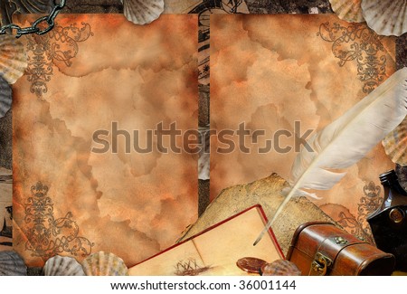 Grunge background with mysterious atmosphere of pirate treasures