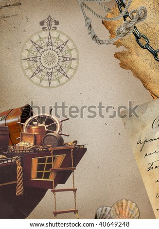 Grunge background with mysterious atmosphere of pirate treasures