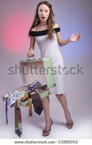 Vintage woman with suitcase