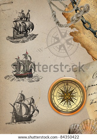 Pirate paper with sailboats