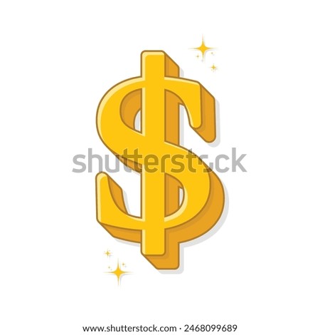 Dollar clip art, gold graphic icon money vector illustration 