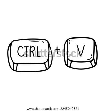 Ctrl and V keyboard shortcut vector illustration, Paste keyboard shortcut for windows devices. Ctrl V