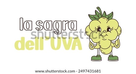 La sagra dell uva greeting card. Banner of grape festival. Vector flat illustration, poster.