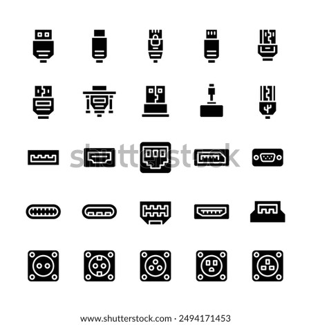 Glyph Connector Port Icon Set