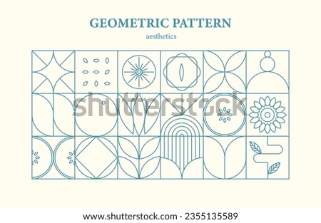 Geometric pattern with basic floral and fruit elements 