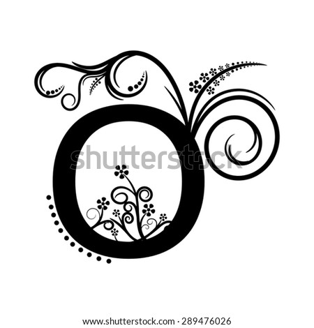 Black Alphabet Letter O With Creeping Plant Stock Vector Illustration ...