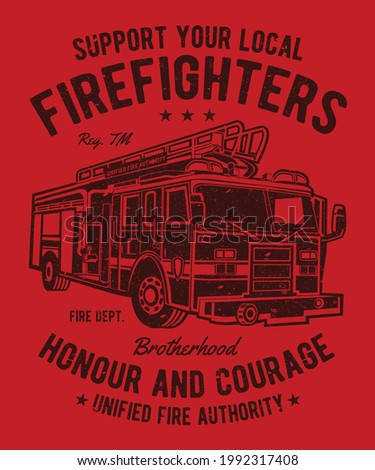 Fire Fighters Truck vintage design vector  Stock fotó © 