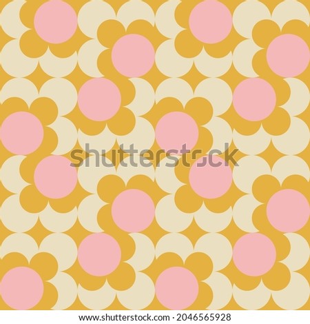 vintage multi colored seamless pattern. grid arrangement, geometric stylized flowers, squares and circles, 60s, 70s. surface design, fabric, paper, stationery, card, banner, textile Сток-фото © 
