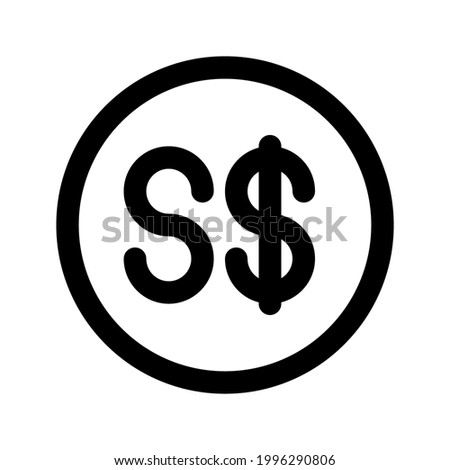 Illustration vector graphic icon of Singapore Dollar currency. Line style icon. Vector illustration isolated on white background. Perfect for website or application design.