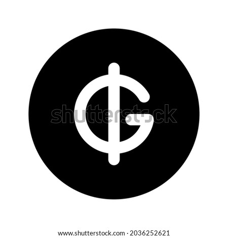 Illustration vector graphic icon of Paraguay Guarani currency. Solid Style Icon. Vector illustration isolated on white background. Perfect for website or application design.