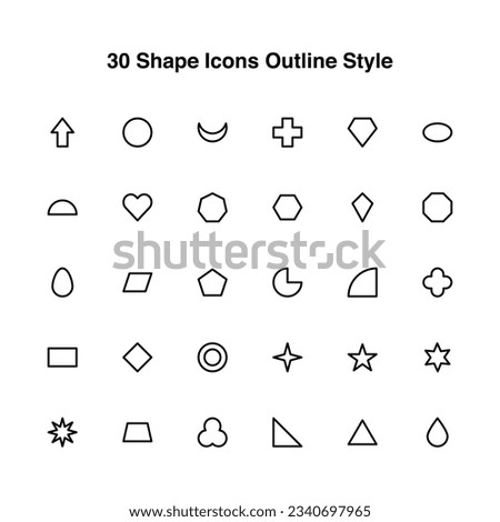 Illustration vector graphic of Shape Icons Set Outline Style. Shape Themed Icon. Vector illustration isolated on white background. Perfect for website or application design.