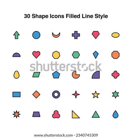Illustration vector graphic of Shape Icons Set Filled Line Style. Shape Themed Icon. Vector illustration isolated on white background. Perfect for website or application design.