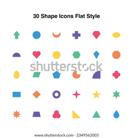 Illustration vector graphic of Shape Icons Set Flat Style. Shape Themed Icon. Vector illustration isolated on white background. Perfect for website or application design.