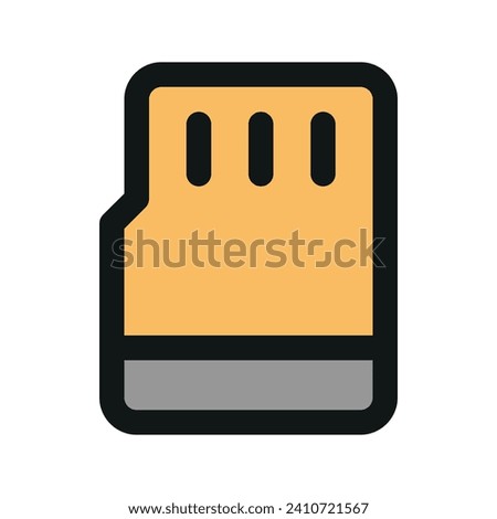 Illustration vector graphic icon of Micro SD Card. Filled Line Style Icon. Computer And Device Themed Icon. Vector illustration isolated on white background. Perfect for website or application design.