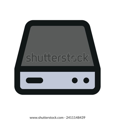 Illustration vector graphic icon of Hard Disk. Filled Line Style Icon. Computer And Device Themed Icon. Vector illustration isolated on white background. Perfect for website or application design.