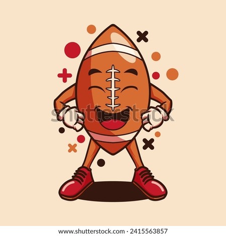 American football rugby ball mascot character with hand-drawn style by pxlgraph. Perfect for background, poster, template, sticker, print, and t-shirt design.