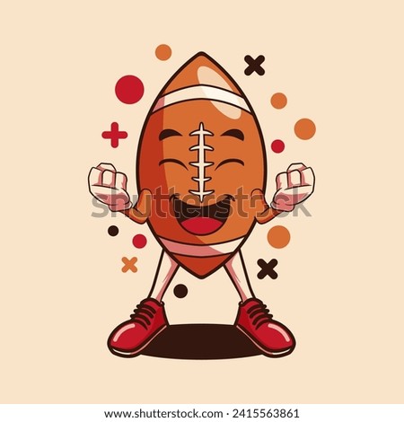 American football rugby ball mascot character with hand-drawn style by pxlgraph. Perfect for background, poster, template, sticker, print, and t-shirt design.
