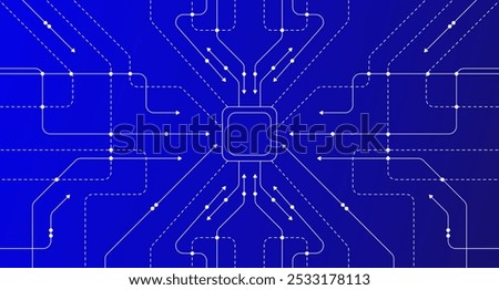 Abstract digital circuit background, computer motherboard circuit blueprint, suitable as a design element about technology, systems, connections, chips, cyber, and data flow.