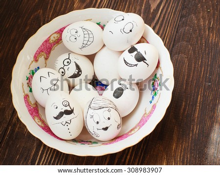 egg drawing, faces with different emotions
