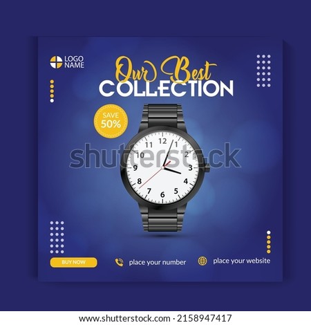 Smart watch brand product sale social media square post banner template design