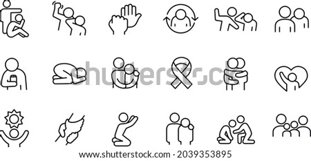 Domestic Violence Thin Line Icons vector design 