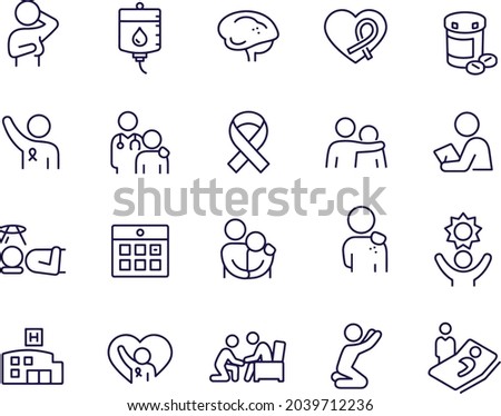 Cancer Thin Line Icons vector design 