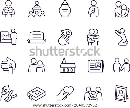 Funeral Thin Line Icons vector design 