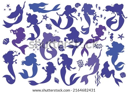 Mermaid Silhouette with Sea Lives