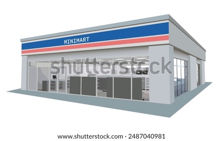 Icon mini mart store mall stall art modern road sign symbol logo famous identity city style shop sale cart blue door glass urban 3d flat street white design vector town stall famous
