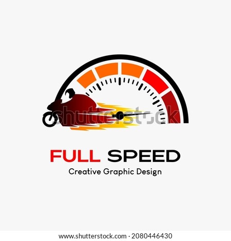 rpm speed vector logo, modern abstract vector logo template. icon rpm, speedometer icon and people riding motorbikes