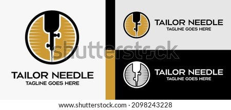 sewing machine needle in a circle. logo design template for tailor shop, sewing craft, textile production, confetti and garment. Vector illustration of fashion and clothes.