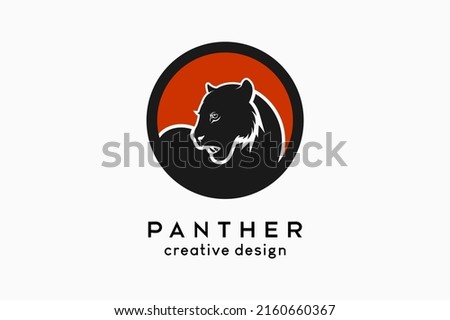 Panter logo design, panter silhouette in a circle with simple creative concept