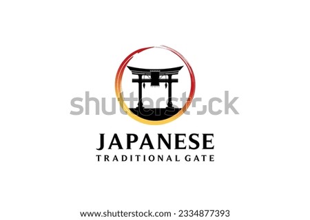 Japanese torii gate logo design, traditional torii gate silhouette vector