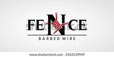 Barbed wire fence logo vector symbol design template combined with letter N