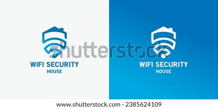 Wifi logo design internet signal technology shield with house roof symbol