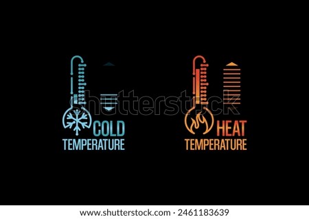 Modern digital cold and hot temperature symbol, Temperature scan check thermometer logo