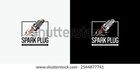 Illustration of a power spark plug logo design with an electrical icon symbol