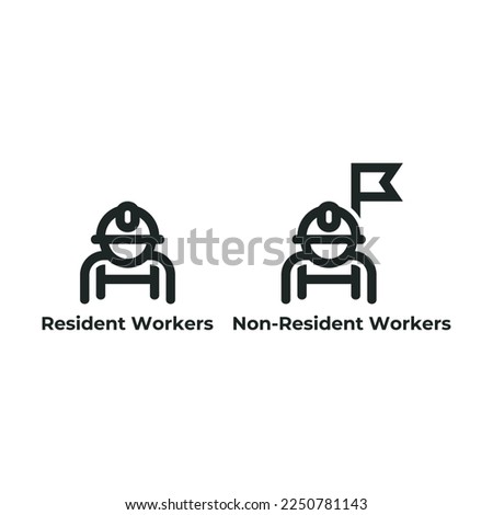 Resident Workers and Non-Resident Workers icon isolated on white background. lokal workers and foreign workers. editable text.