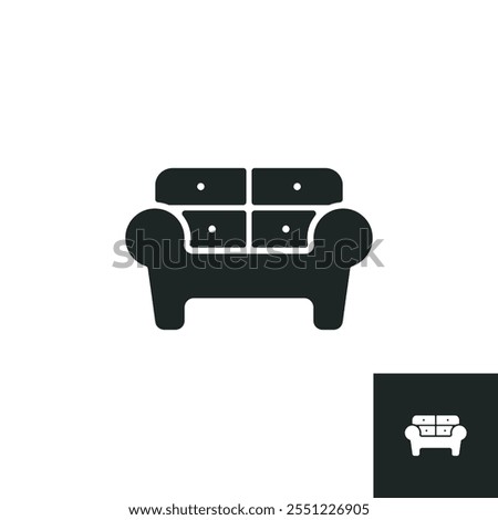 Sofa icon isolated on white background. Vector illustrations are made with vector-based software, not AI generated results.