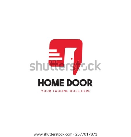 Creative Illustration house with door logo design vector sign. Door sign icon. Enter or exit symbol. Internal door. Face, open door icon vector. Linear style sign for mobile concept and web design.