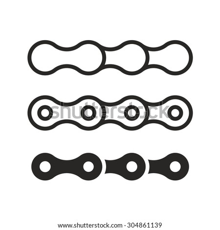Bicycle chain links line set. Vector collection