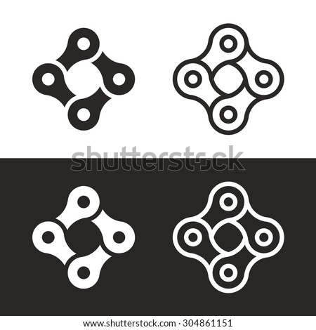 Bicycle chain links 4 pieces icon set. Bike club corporate branding identity vector logo template