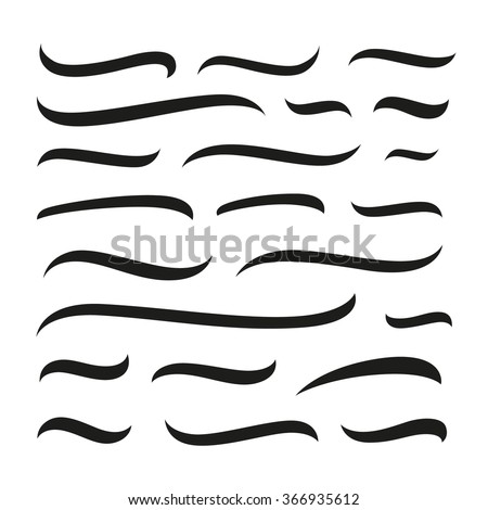 Underlines lettering lines set isolated on white background. Vector illustration