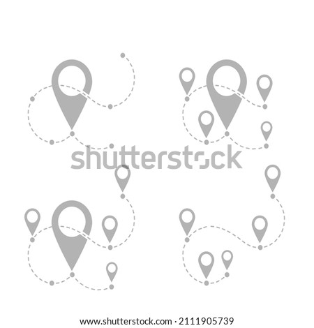 path icon with multiple marks, vector illustration