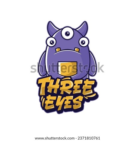 three eyes monster character design logo