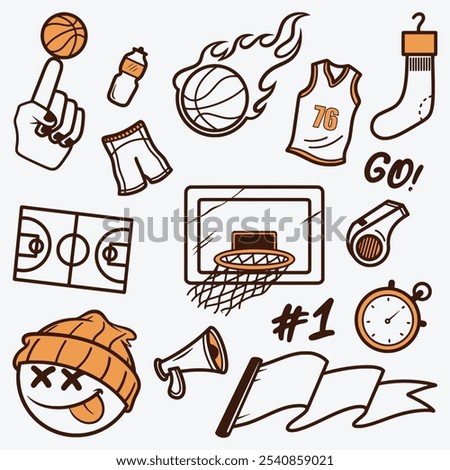 collection of basketball elements, vector illustration